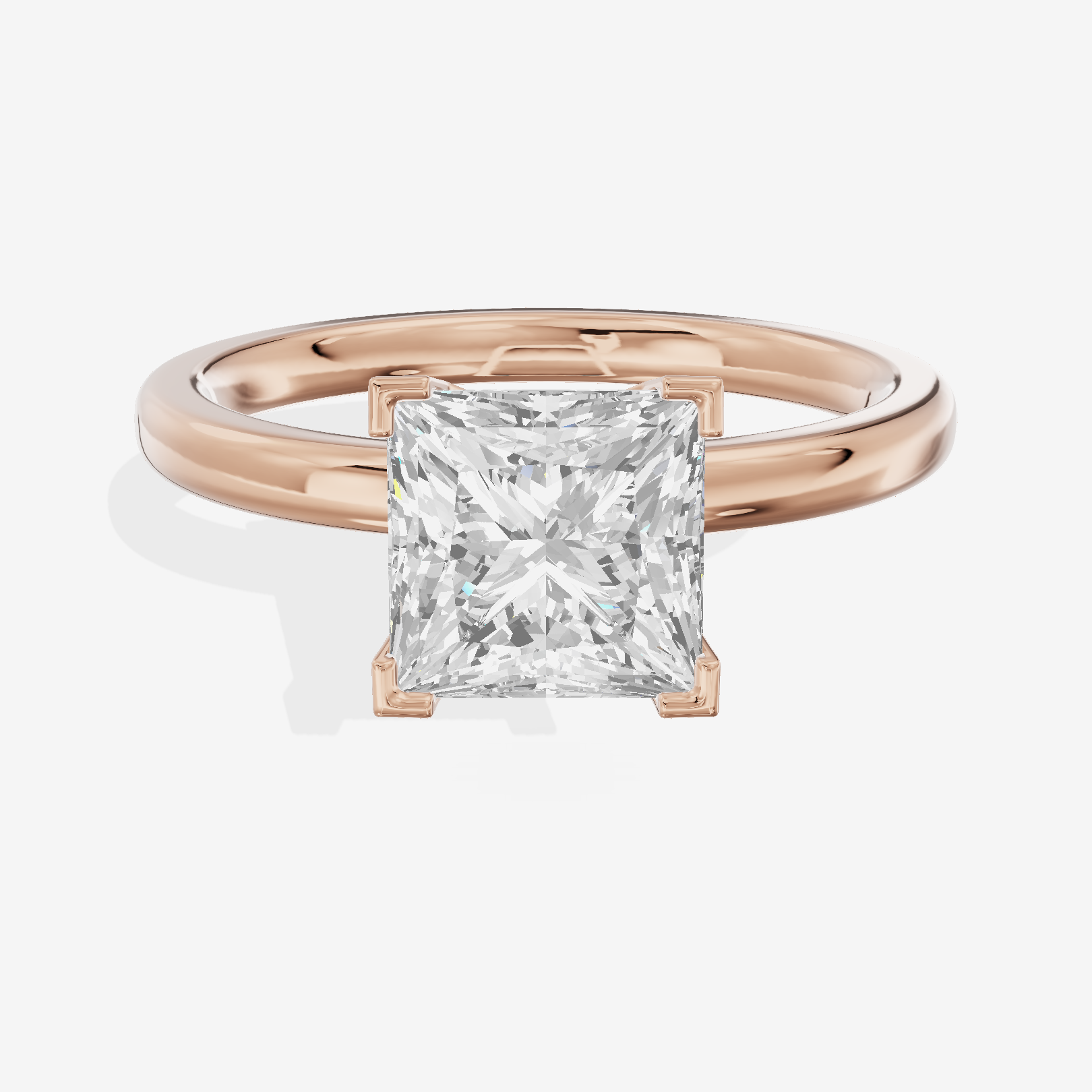 Sincere 2mm Princess Solitaire Engagement Ring in 14K Rose Gold