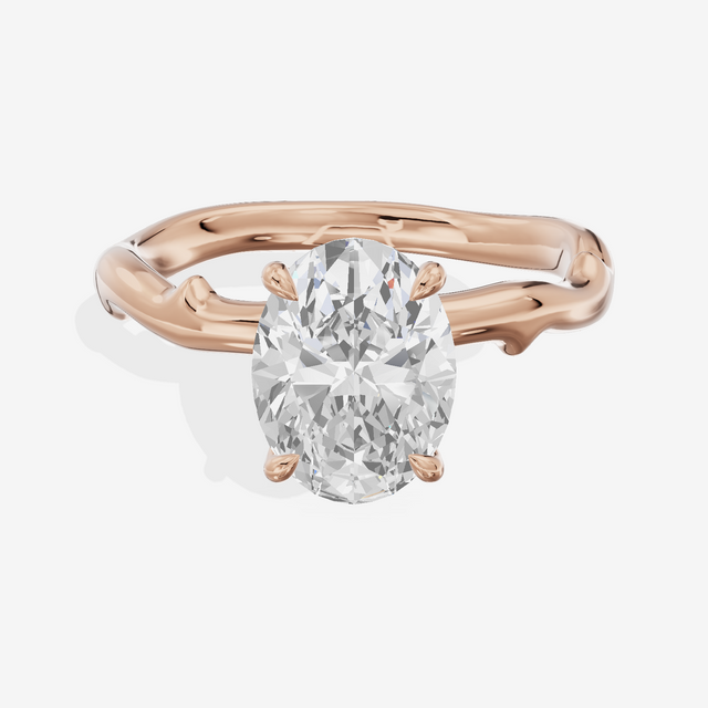 Vowsae Cathedral 2.2mm Oval Solitaire Engagement Ring in 14K Rose Gold