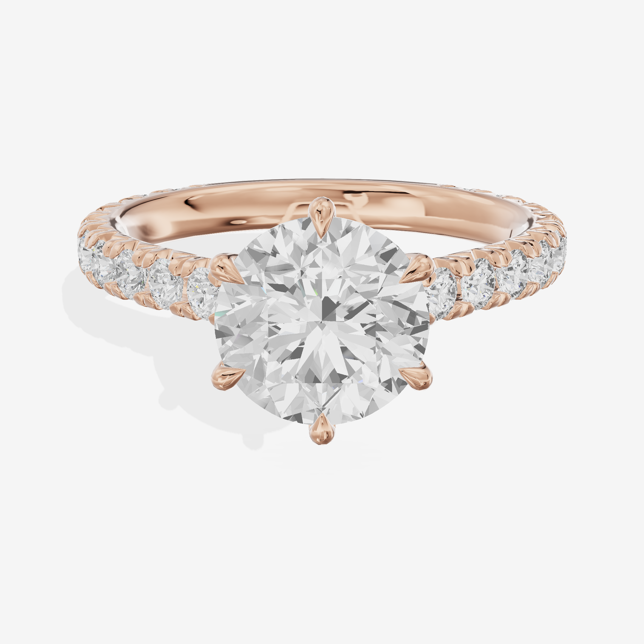 Tender Trueheart Round Engagement Ring with Side Stones (1/2 ct. tw.) in 18K Rose Gold