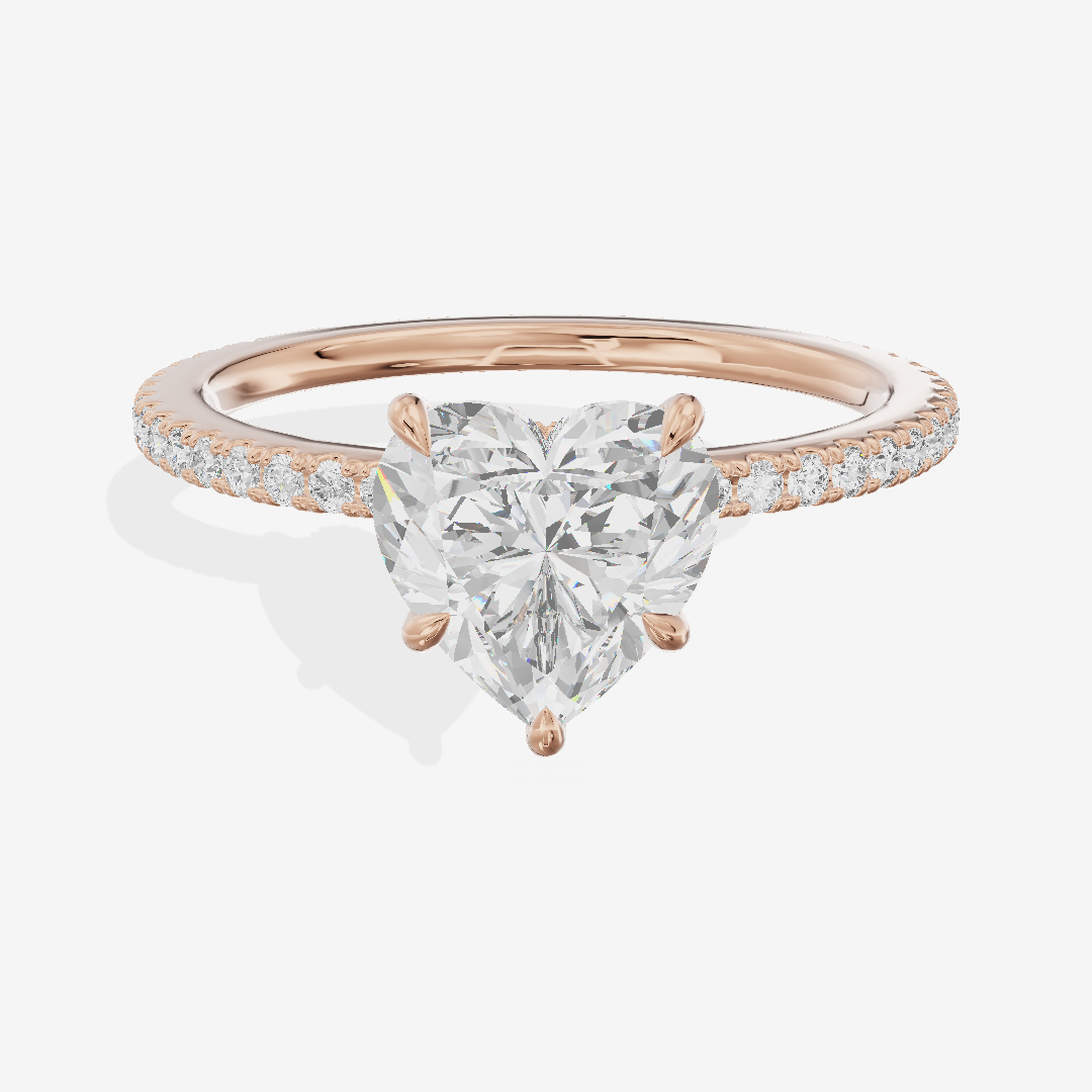 Petite Cherubine Heart Engagement Ring with Side Stones (1/3 ct. tw.) in 18K Rose Gold