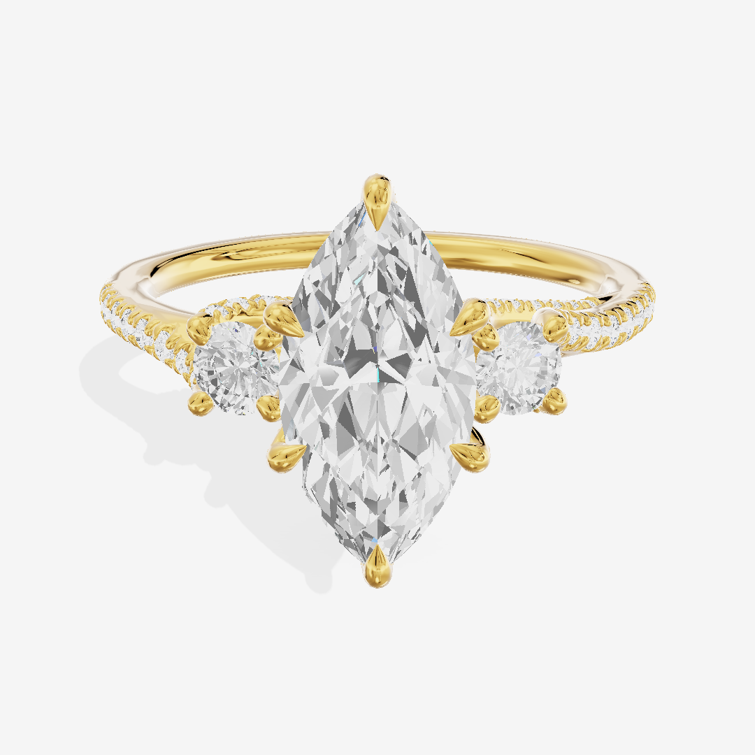 Luxe Triade Marquise Three Stone Engagement Ring (1/2 ct. tw.) in 18K Yellow Gold