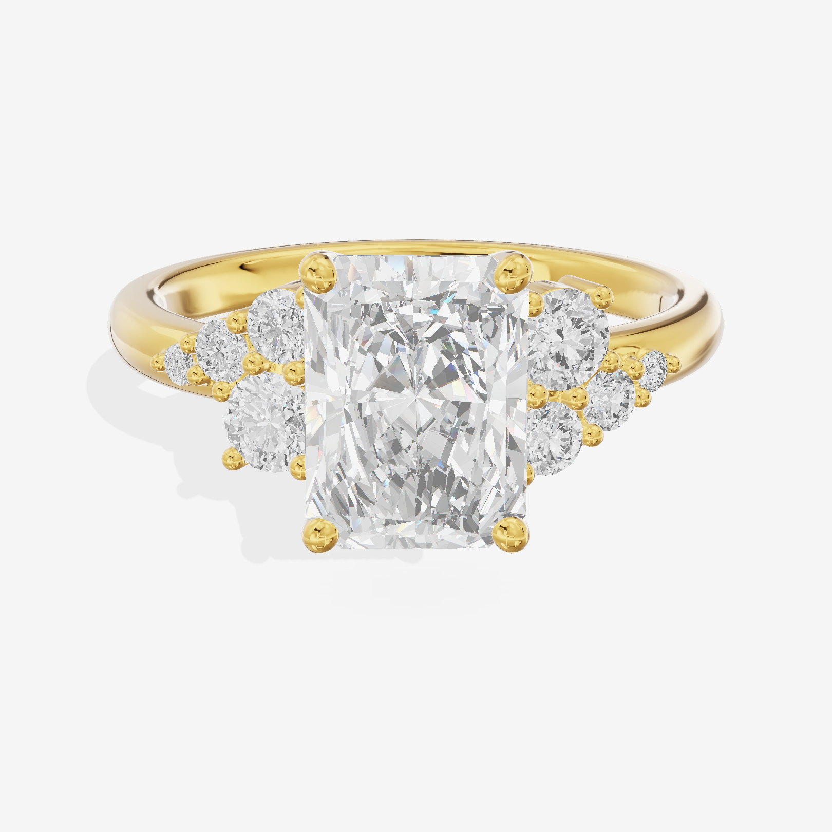 Modern Tender Radiant Engagement Ring with Side Stones (1/3 ct. tw.) in 14K Yellow Gold
