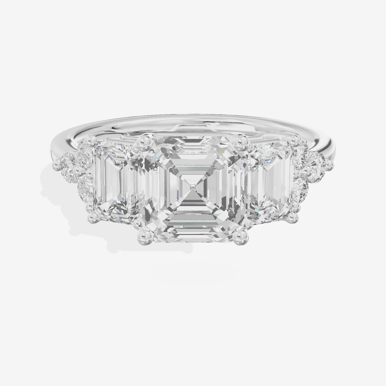Tensare Asscher Engagement Ring with Side Stones (1 ct. tw.) in Platinum