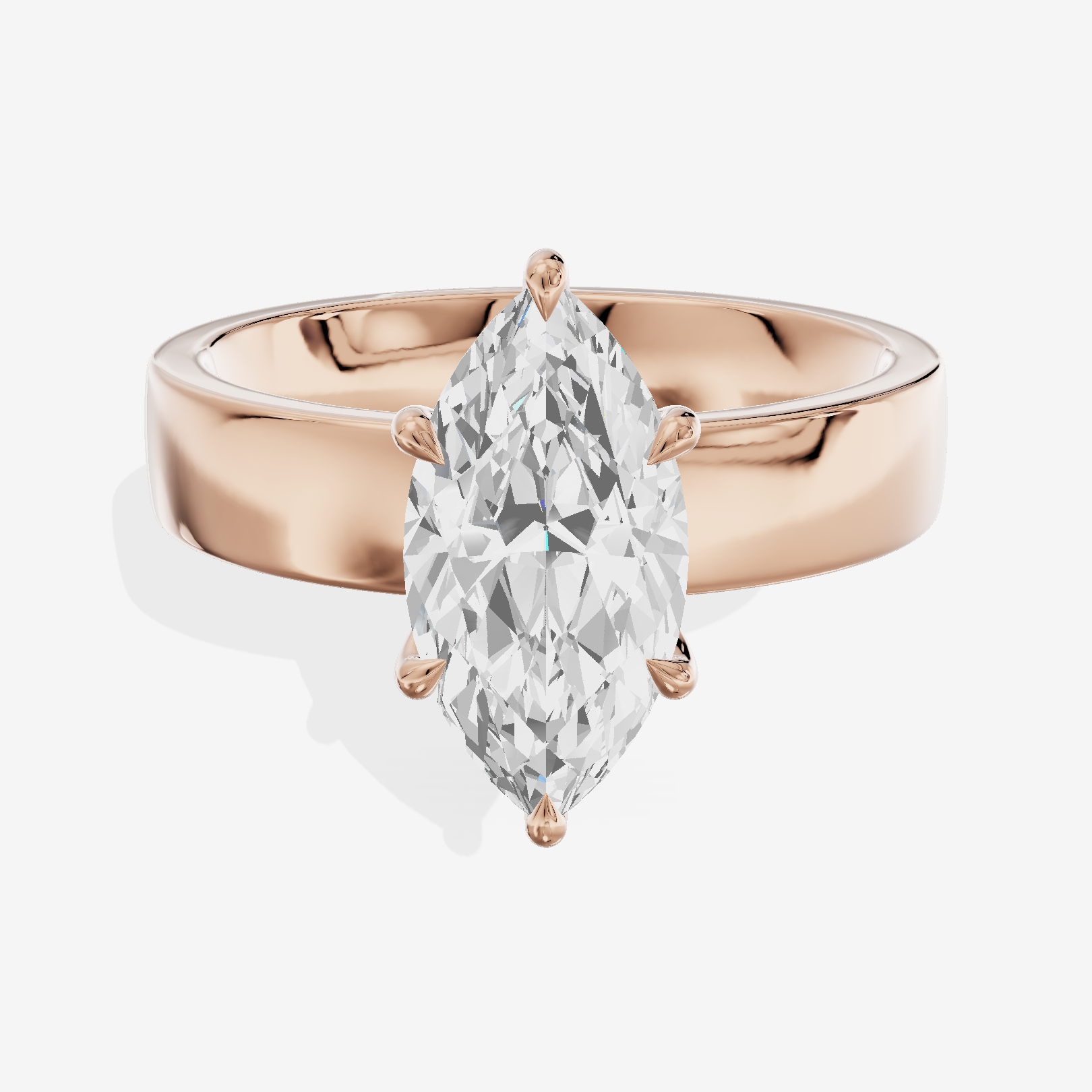 Hallowed Coeurine 4mm Marquise Solitaire Engagement Ring in 18K Rose Gold