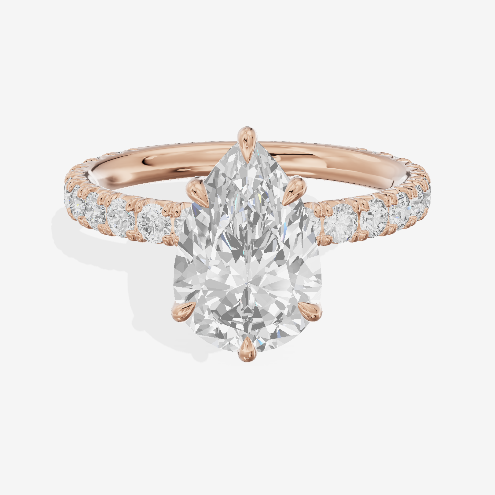 Sincere Pavé Pear Engagement Ring (3/5 ct. tw.) in 18K Rose Gold