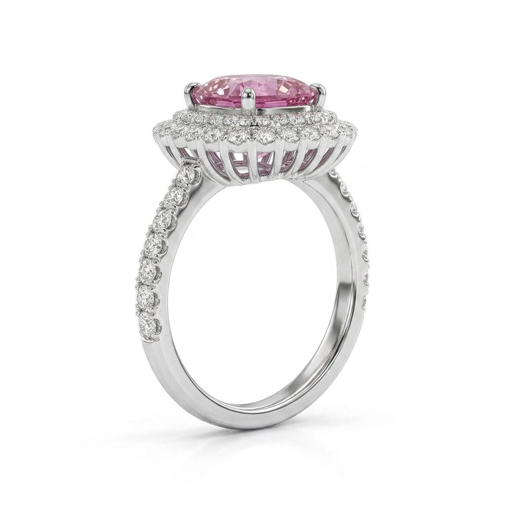 Halo Pavé Cushion Engagement Ring (2.78 ct. tw.) in 18K White Gold