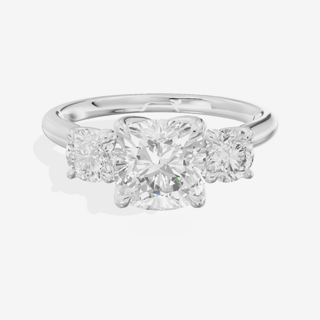 Eternal Sincere Three Stone Cushion Engagement Ring (1/2 ct. tw.) in Platinum