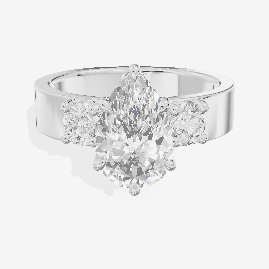 Royal Vowsae Three Stone Pear Engagement Ring (1/2 ct. tw.) in Platinum