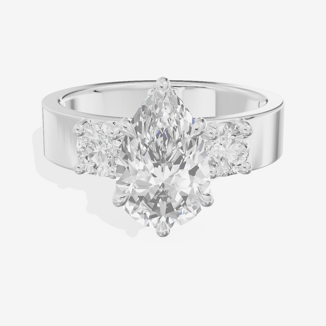 Royal Vowsae Three Stone Pear Engagement Ring (1/2 ct. tw.) in Platinum