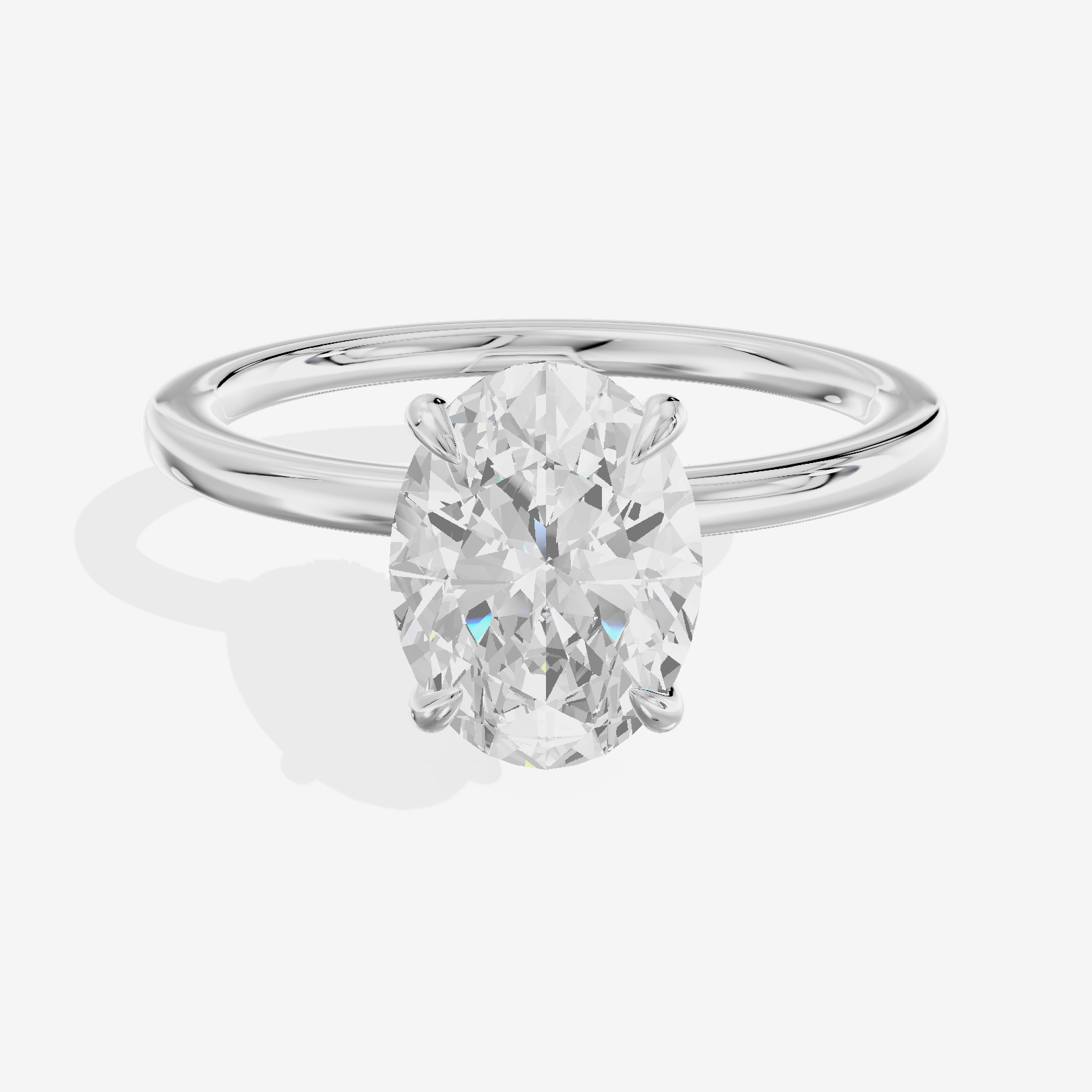 Sincere Halo Oval Engagement Ring (1/15 ct. tw.) in 14K White Gold