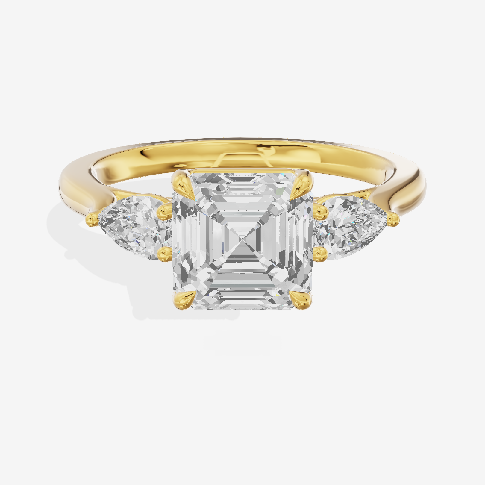 Classic Eversince Asscher Engagement Ring with Side Stones (2/5 ct. tw.) in 18K Yellow Gold