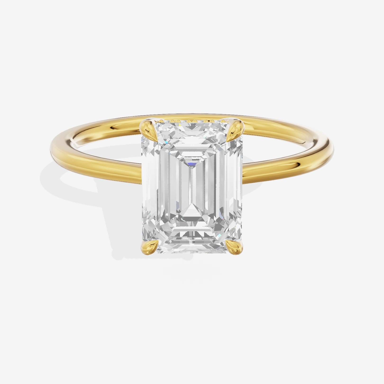 Promezza Hidden Halo Emerald Engagement Ring (1/20 ct. tw.) in 18K Yellow Gold