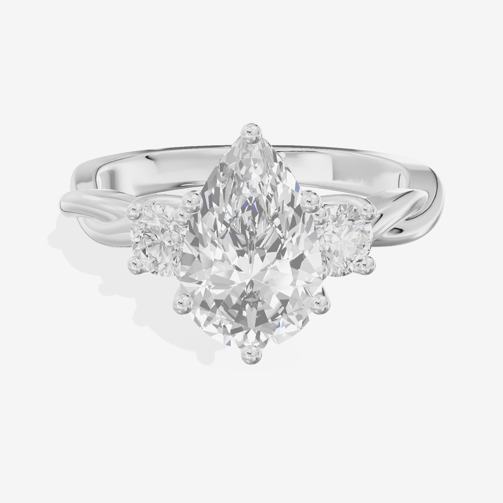 Twined Triade Pear Three Stone Engagement Ring (1/4 ct. tw.) in Platinum