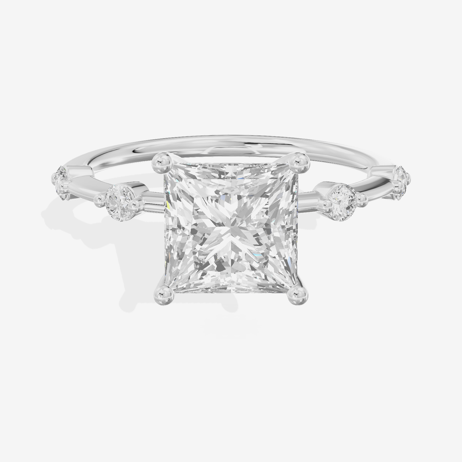 Grand Trueheart Princess Engagement Ring with Side Stones (1/2 ct. tw.) in Platinum