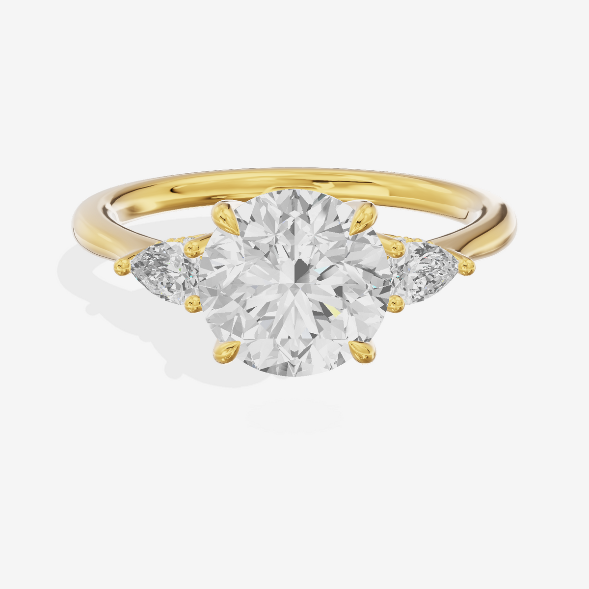 Petite Vowsae Three Stone Round Engagement Ring (1/4 ct. tw.) in 18K Yellow Gold