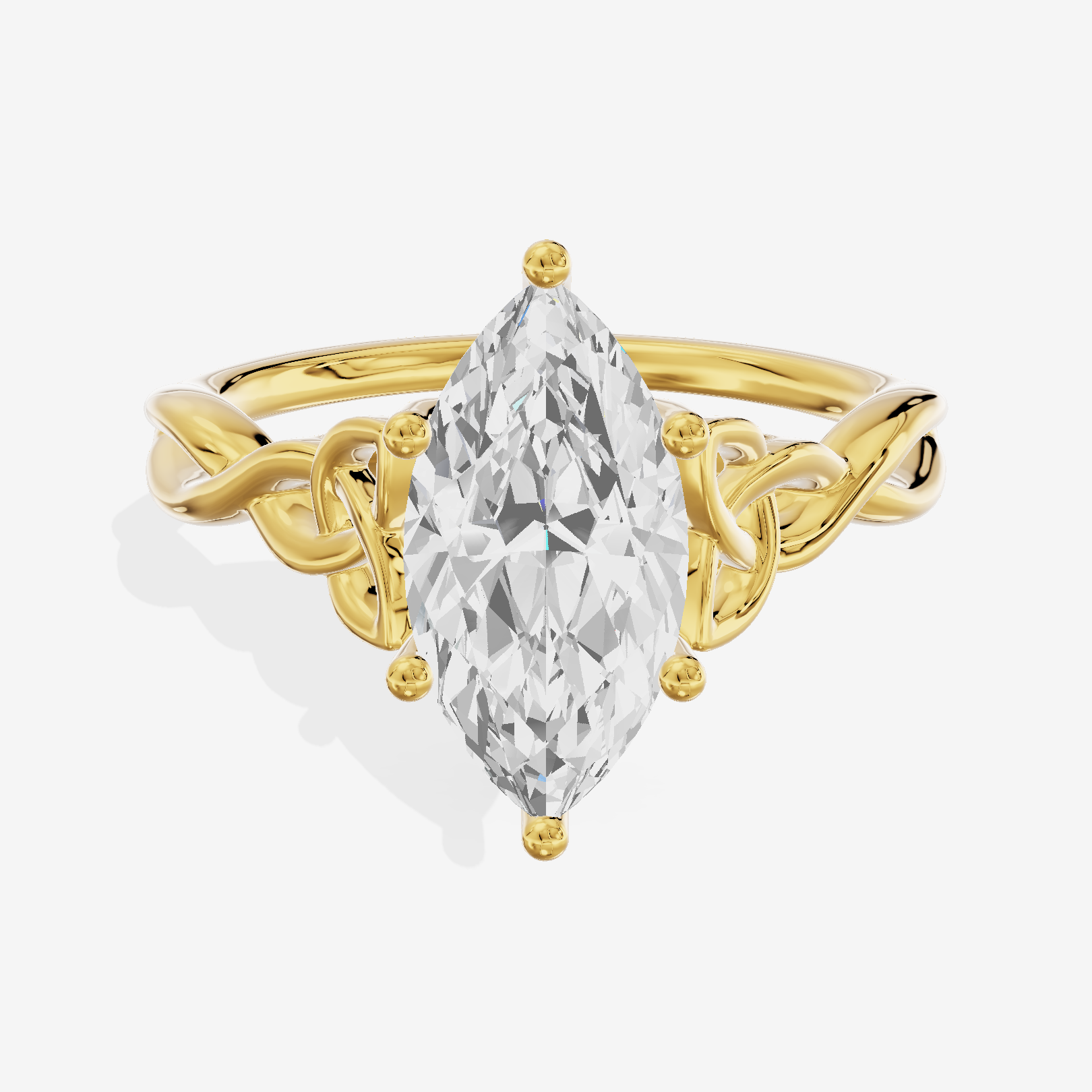 Modern Vowsae 2.5mm Marquise Solitaire Engagement Ring in 14K Yellow Gold