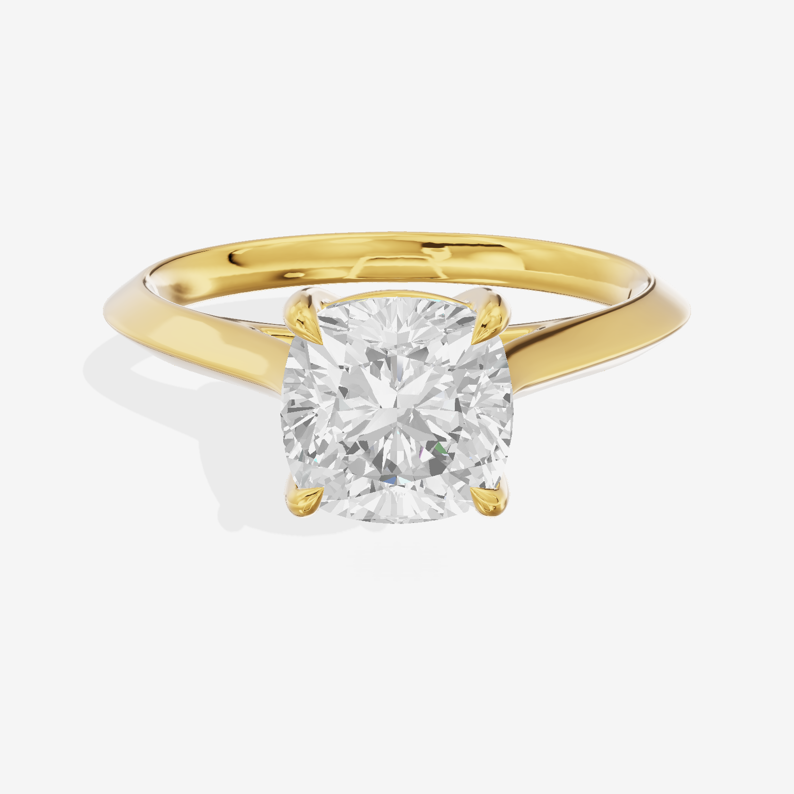 Belovae Solitaire 2mm Cushion Engagement Ring in 14K Yellow Gold
