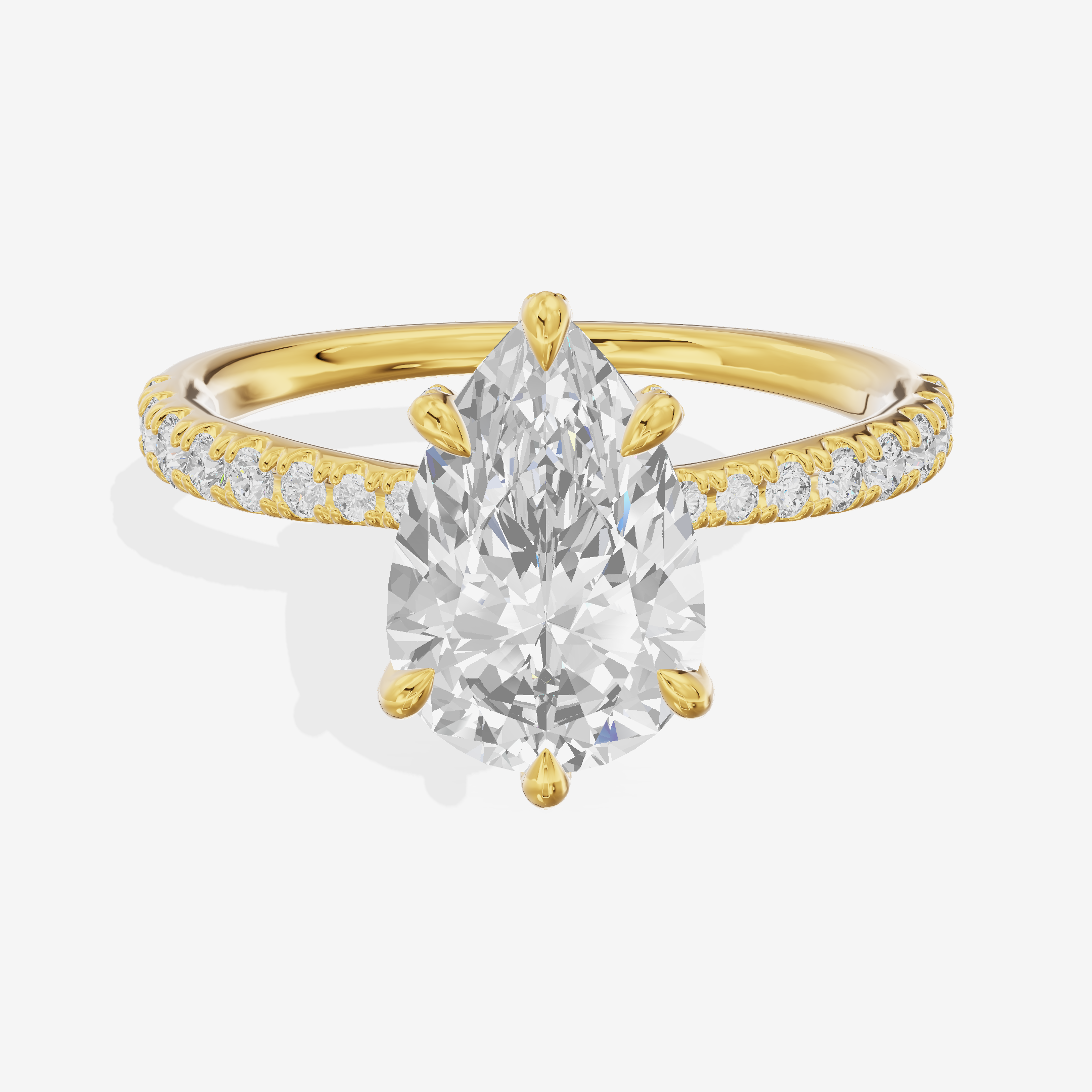 Whispered Lumera Pear Engagement Ring with Side Stones (1/3 ct. tw.) in 14K Yellow Gold
