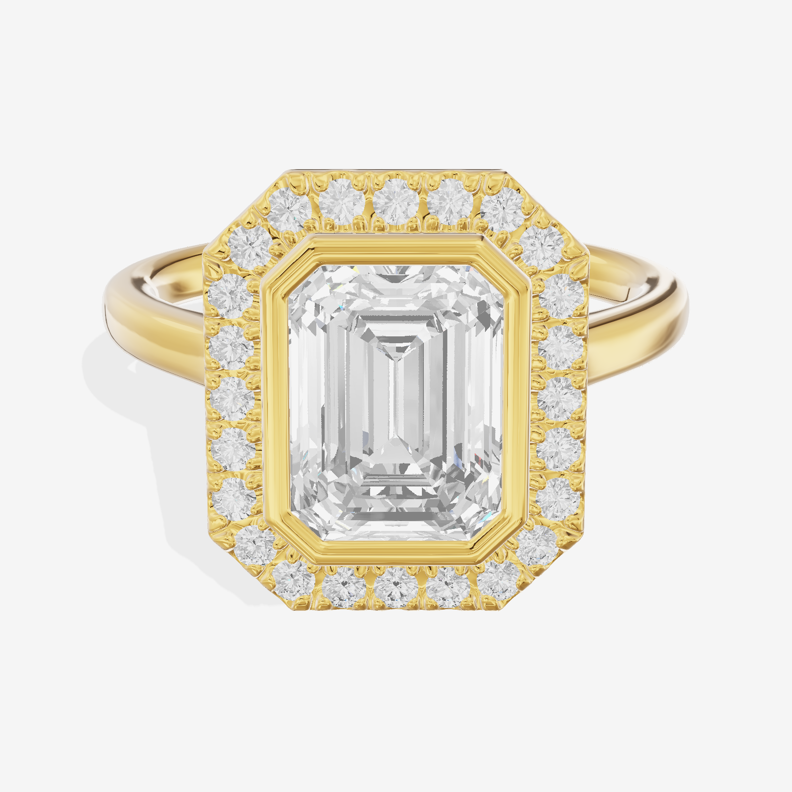 Trellise Halo Emerald Engagement Ring (1/4 ct. tw.) in 18K Yellow Gold
