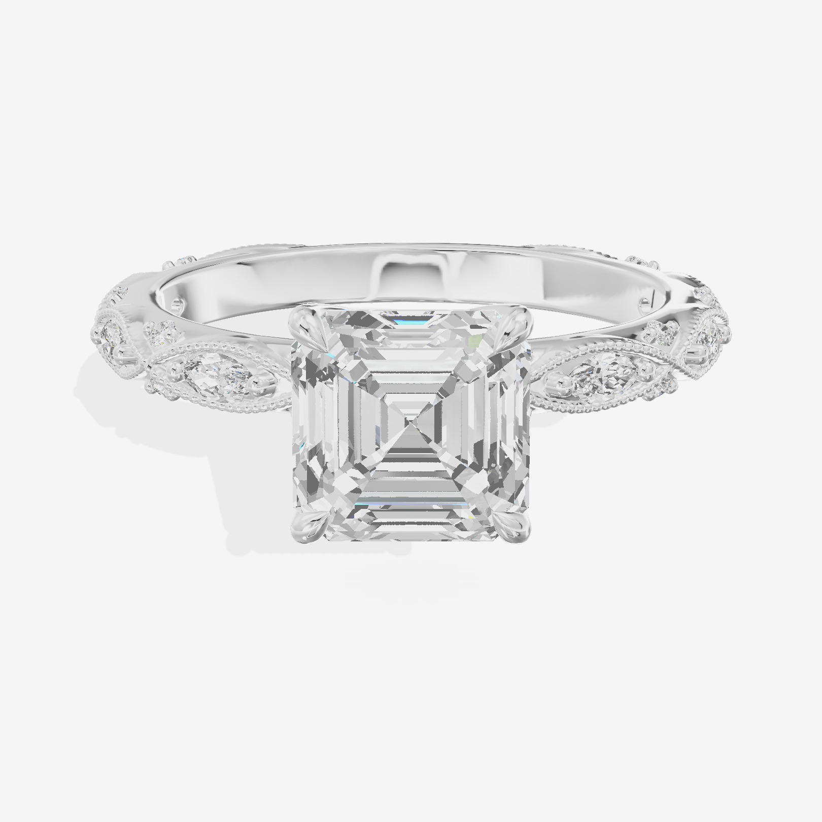 Vintage Whisper Asscher Engagement Ring (1/4 ct. tw.) in Platinum