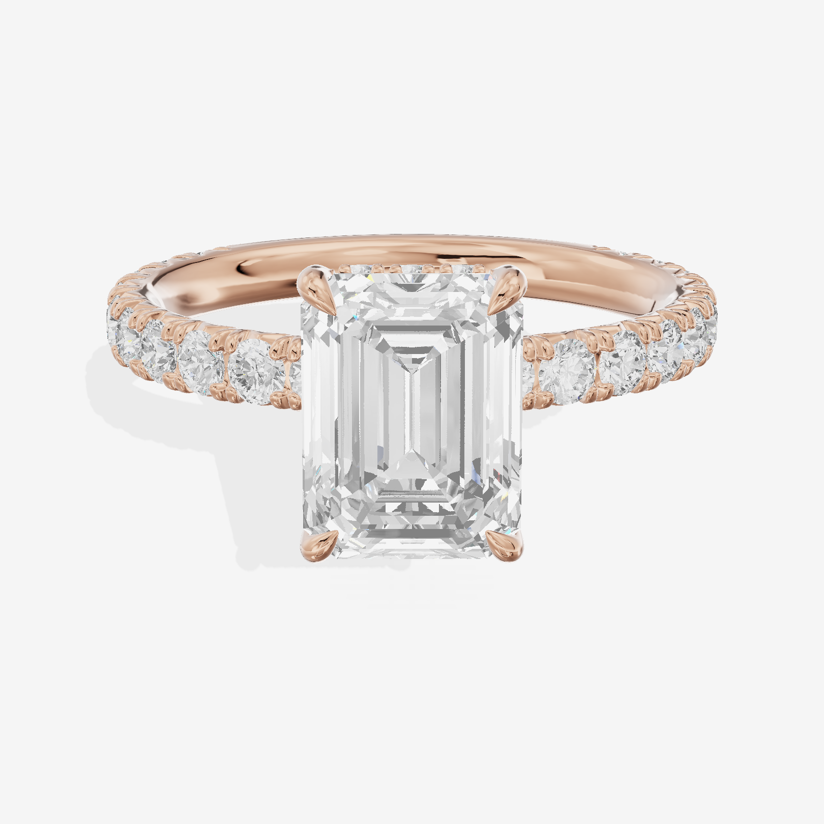 Sincere Pavé Emerald Engagement Ring (3/5 ct. tw.) in 14K Rose Gold