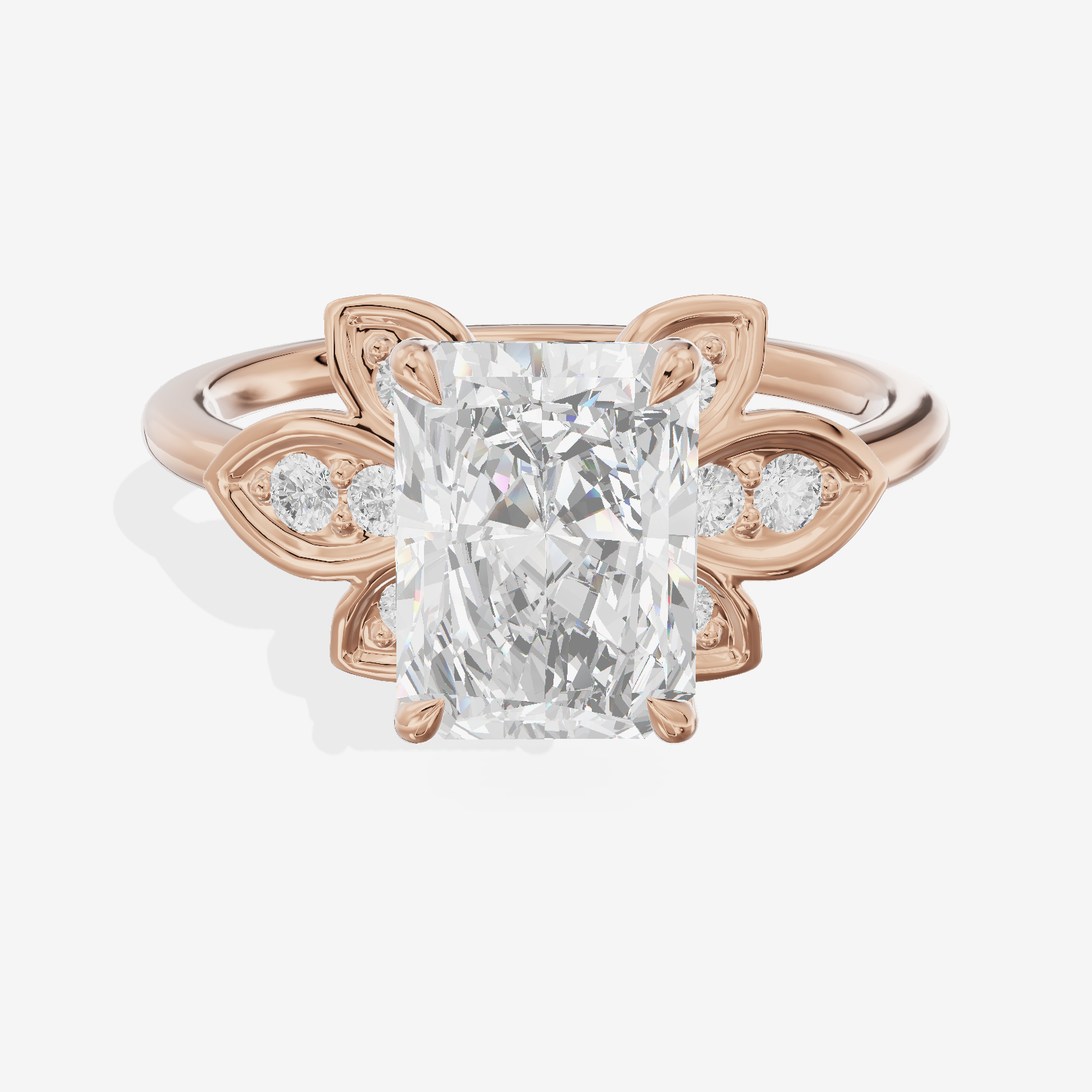 Petite Whisper Radiant Engagement Ring with Side Stones (1/10 ct. tw.) in 18K Rose Gold