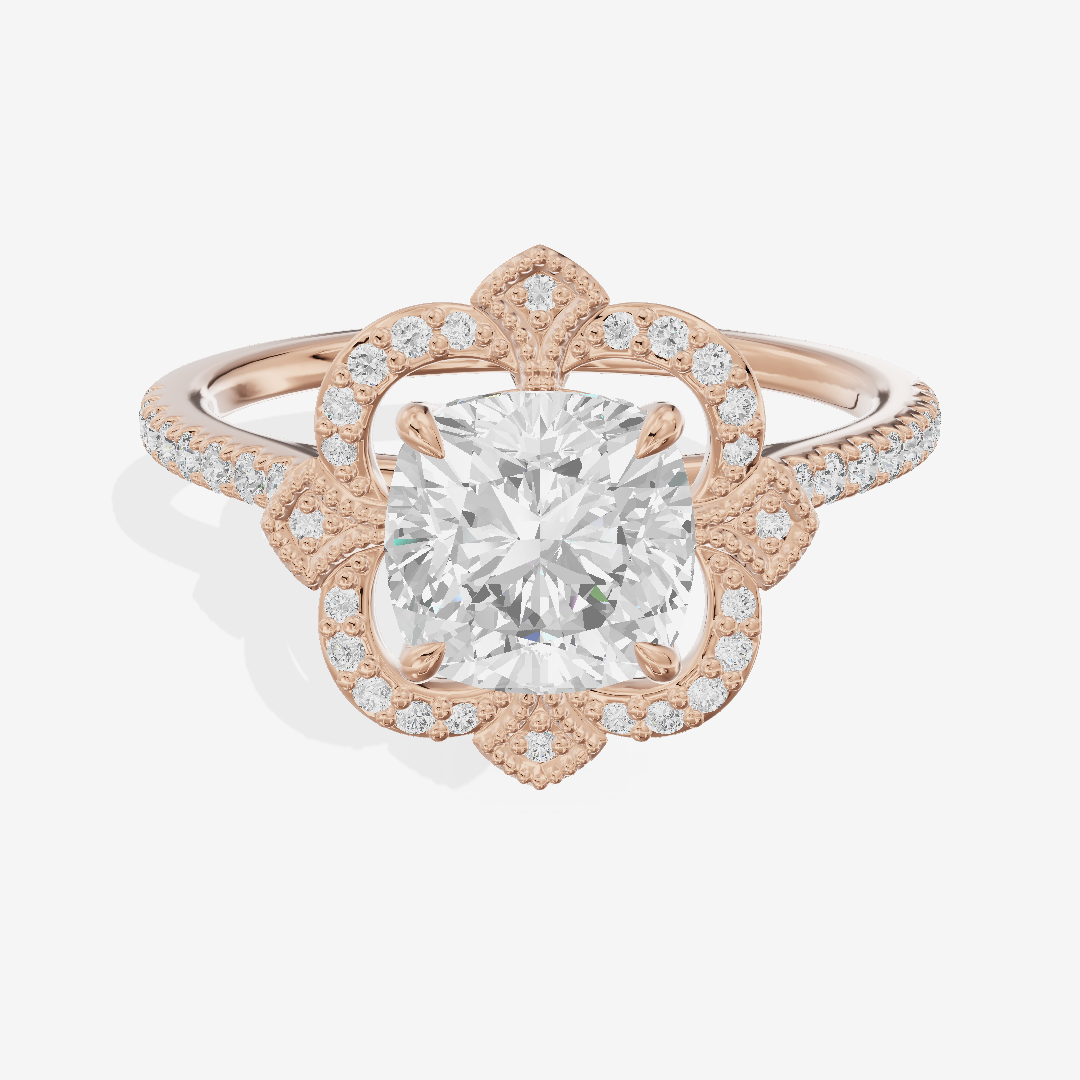Selenia Halo Cushion Engagement Ring (1/6 ct. tw.) in 18K Rose Gold
