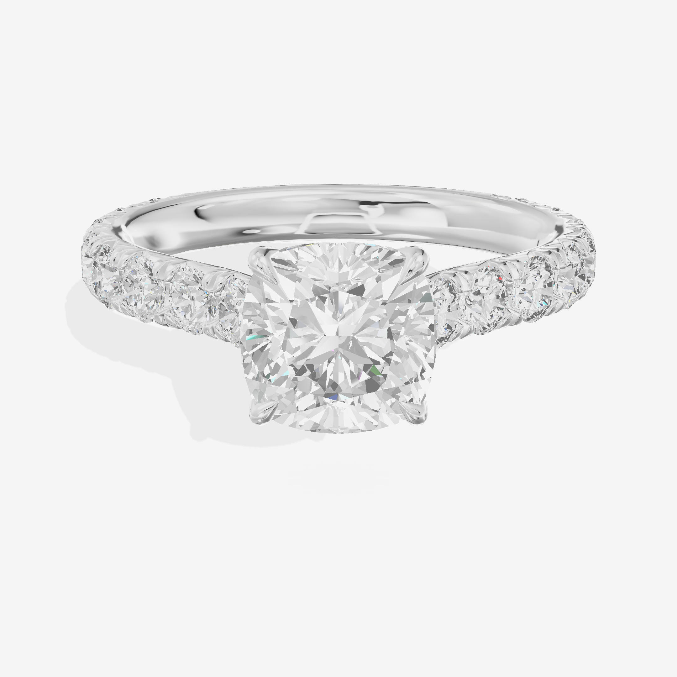 Twine Cushion Engagement Ring with Side Stones (7/8 ct. tw.) in 14K White Gold