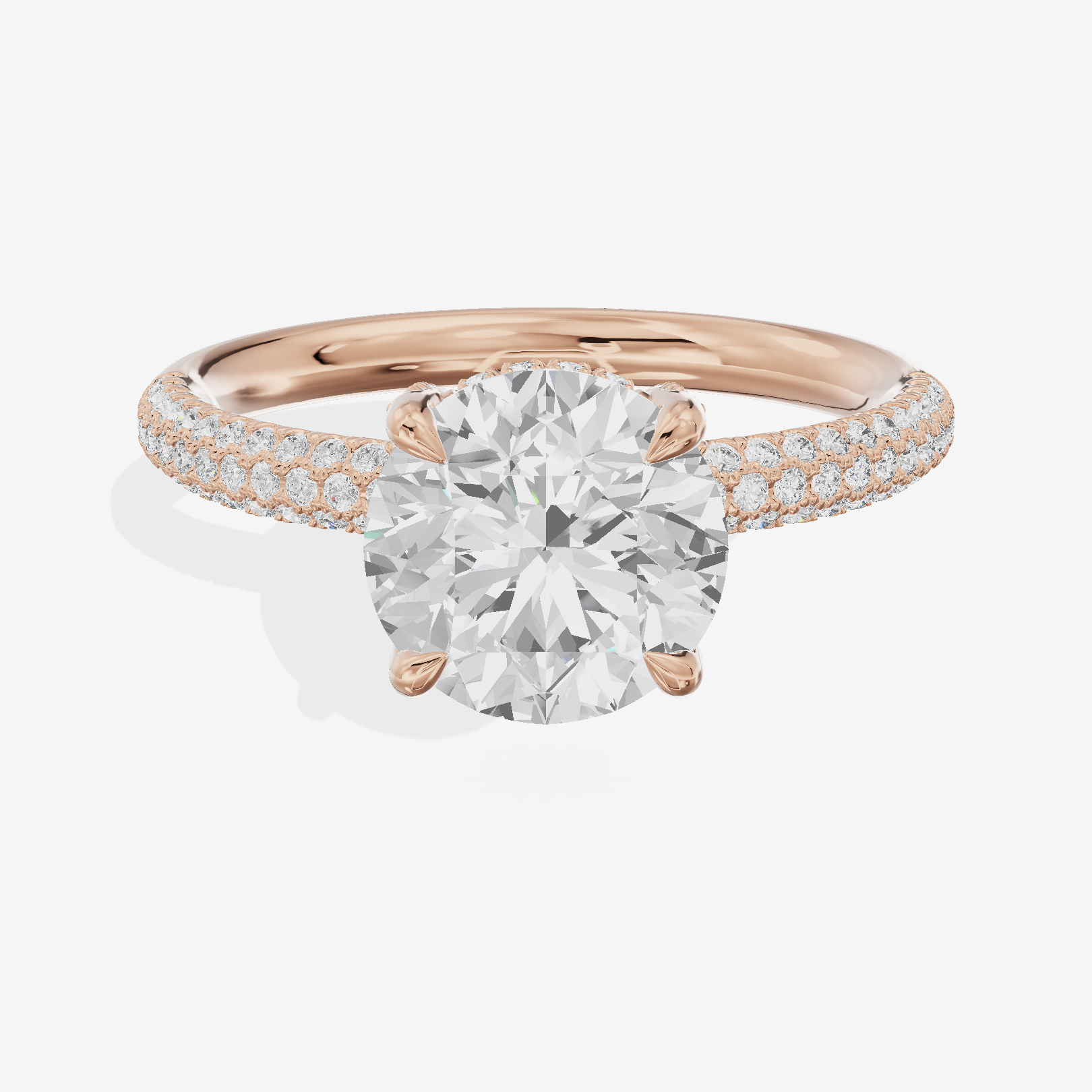 Modern Selenia Round Engagement Ring with Side Stones (1/6 ct. tw.) in 14K Rose Gold