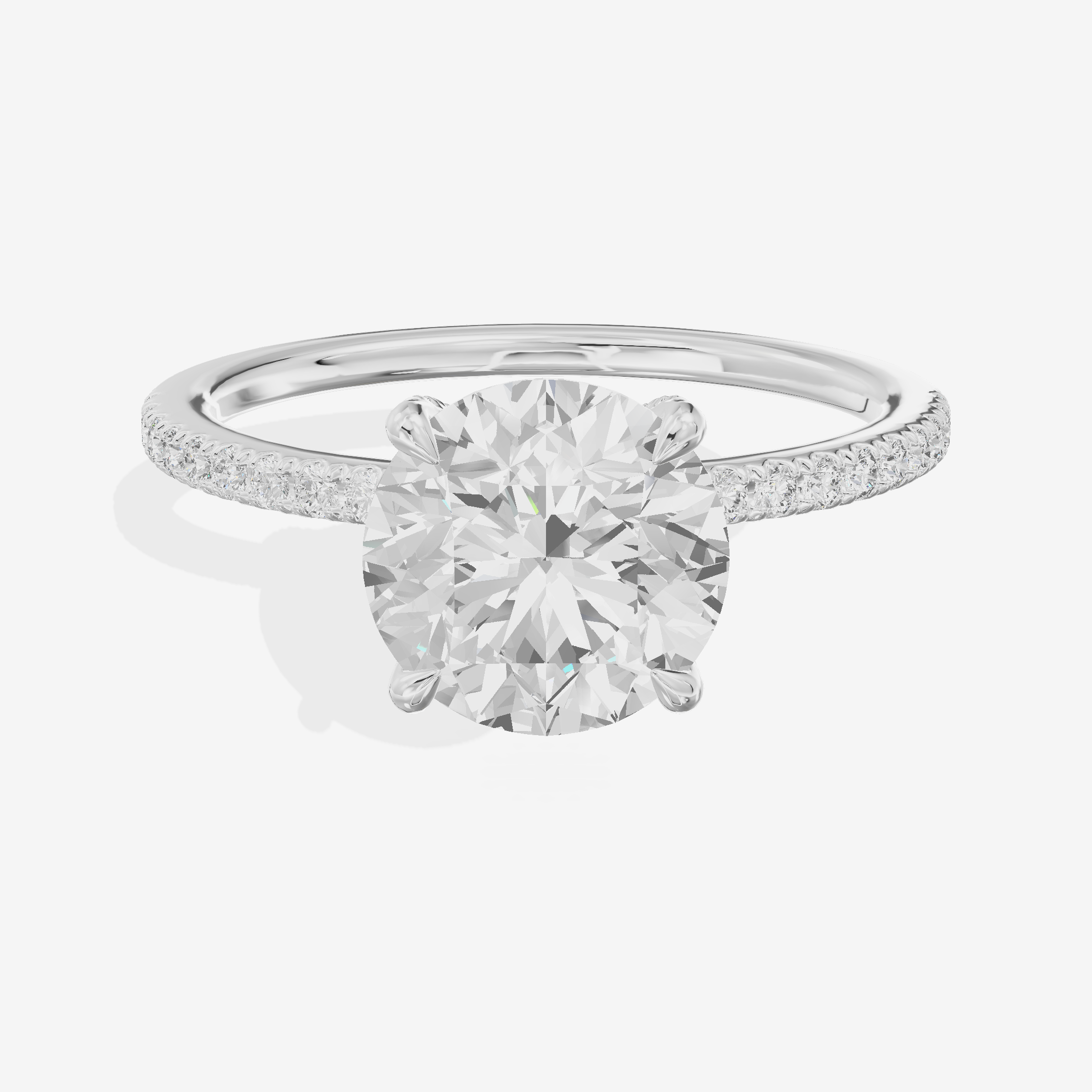 Bowed Sincere Round Engagement Ring with Side Stones (1/4 ct. tw.) in 18K White Gold