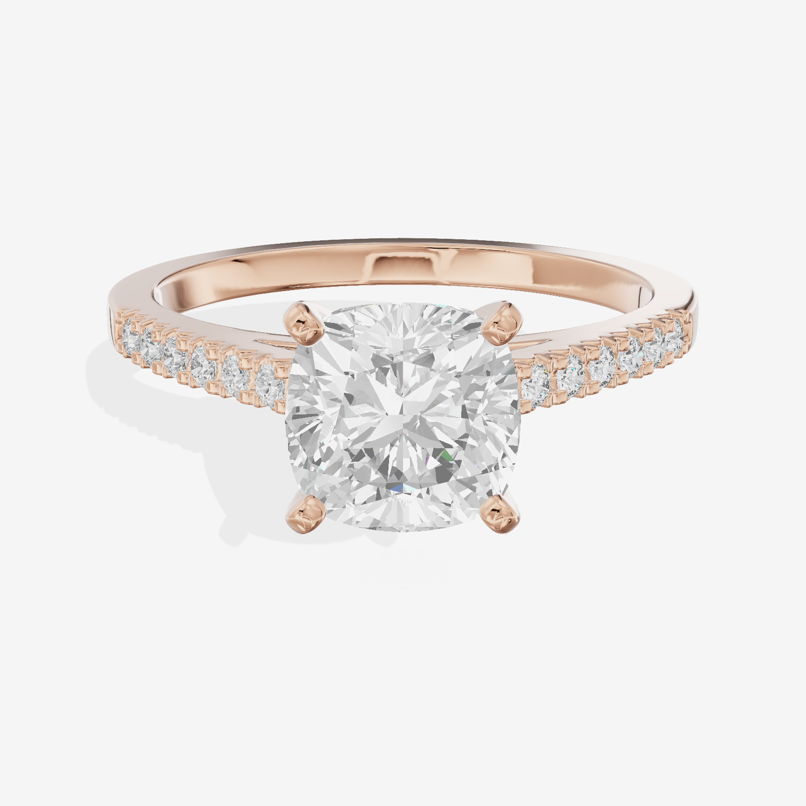 Sworn Vowsae Cushion Engagement Ring with Side Stones (1/10 ct. tw.) in 18K Rose Gold
