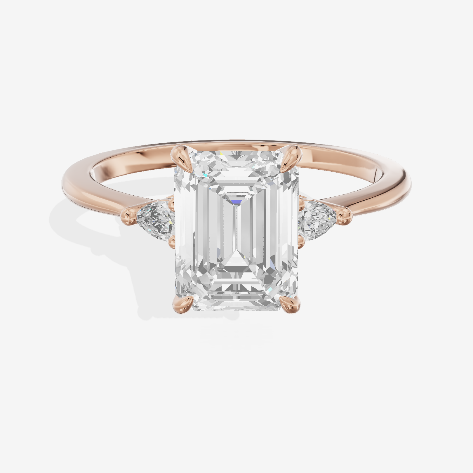Lateria Three Stone Emerald Engagement Ring (1/2 ct. tw.) in 14K Rose Gold