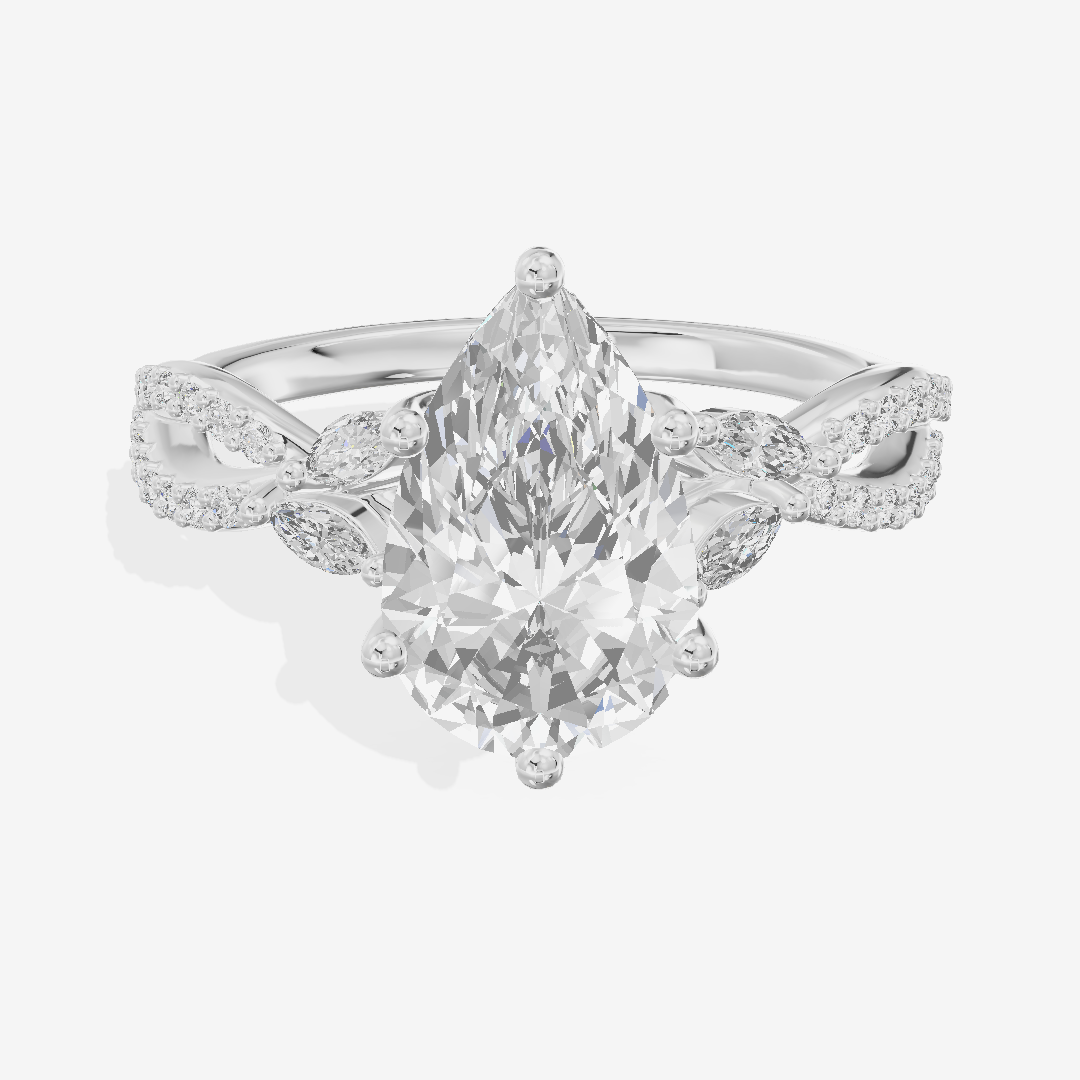 Luxe Domeline 1.5mm Pear Solitaire Engagement Ring (1/8 ct. tw.) in Platinum