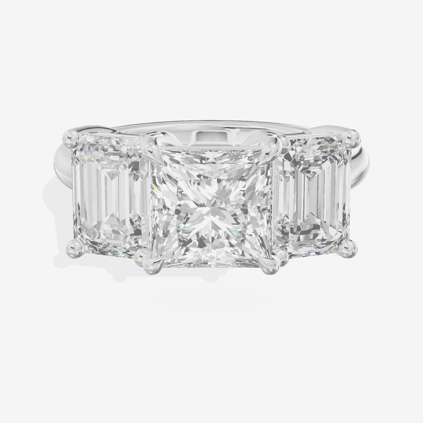 Luxe Whisper Three Stone Princess Engagement Ring (3/4 ct. tw.) in Platinum