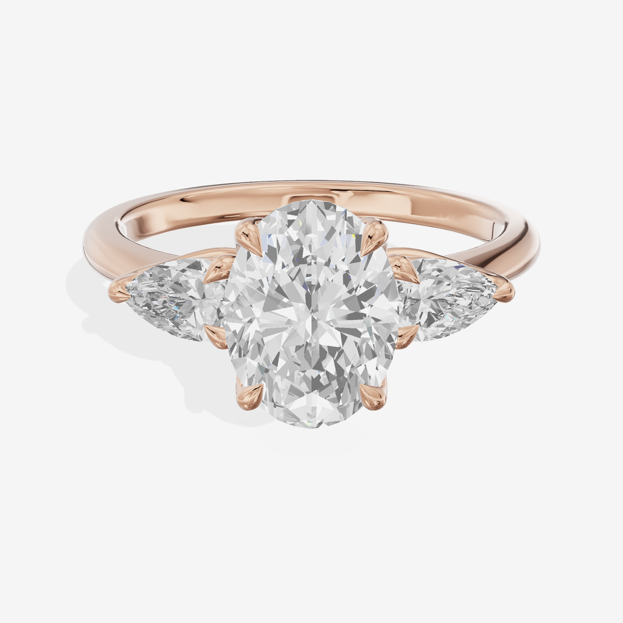 Modern Triade Oval Three Stone Engagement Ring (1/2 ct. tw.) in 14K Rose Gold