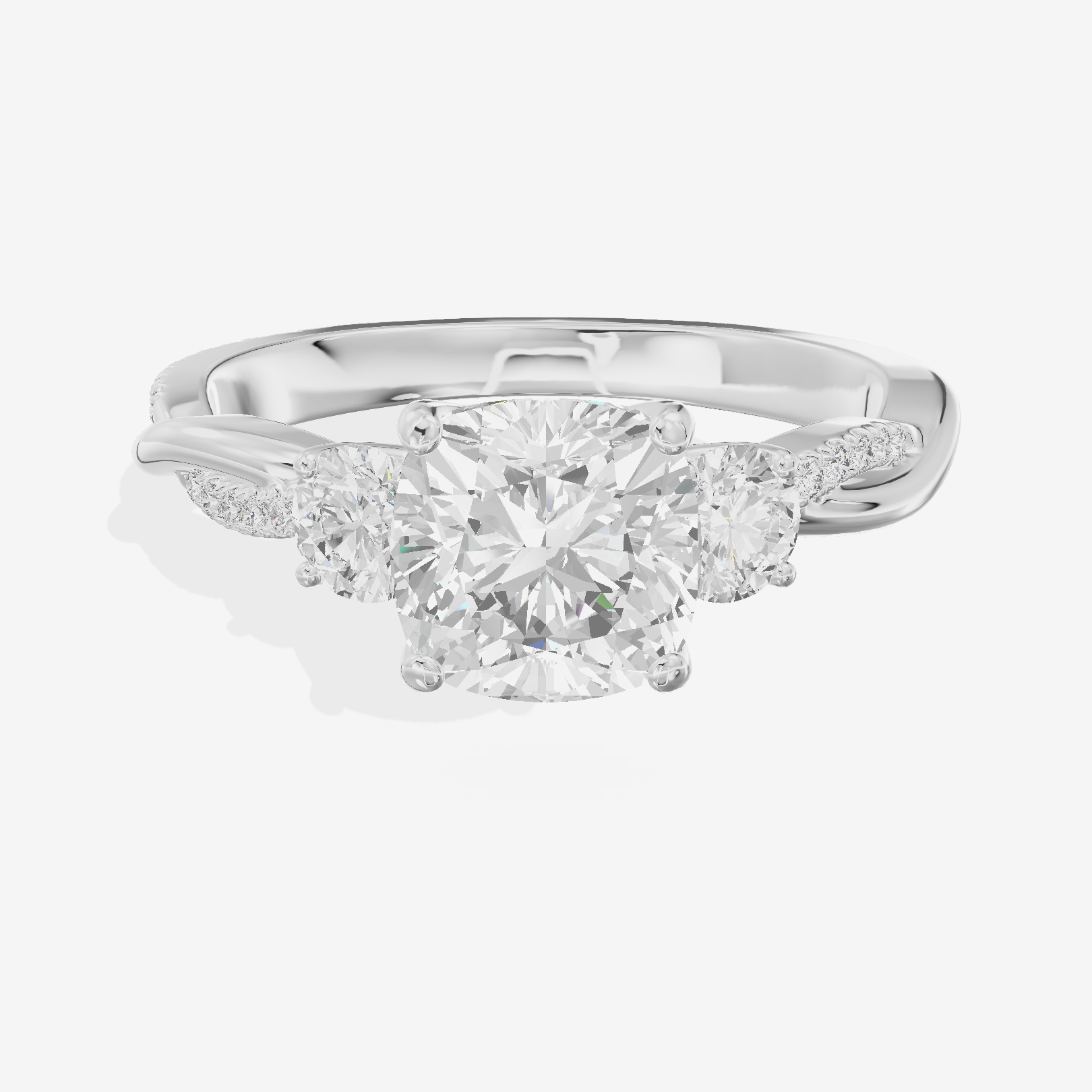 Luxe Selenia Three Stone Cushion Engagement Ring (1 ct. tw.) in 14K White Gold