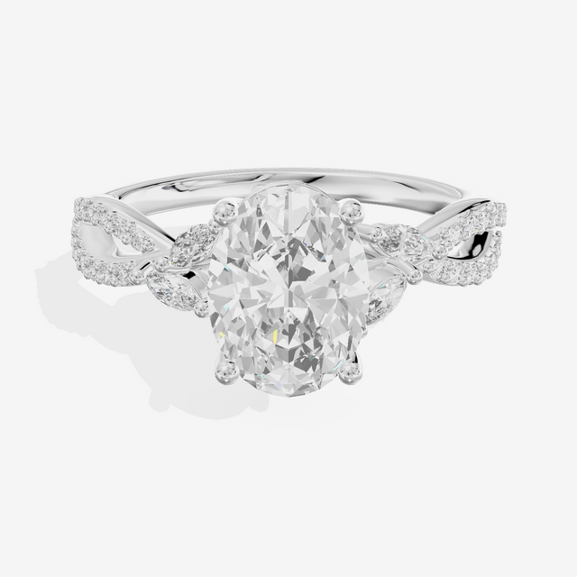 Luxe Lumera Oval Engagement Ring with Side Stones (1/4 ct. tw.) in Platinum