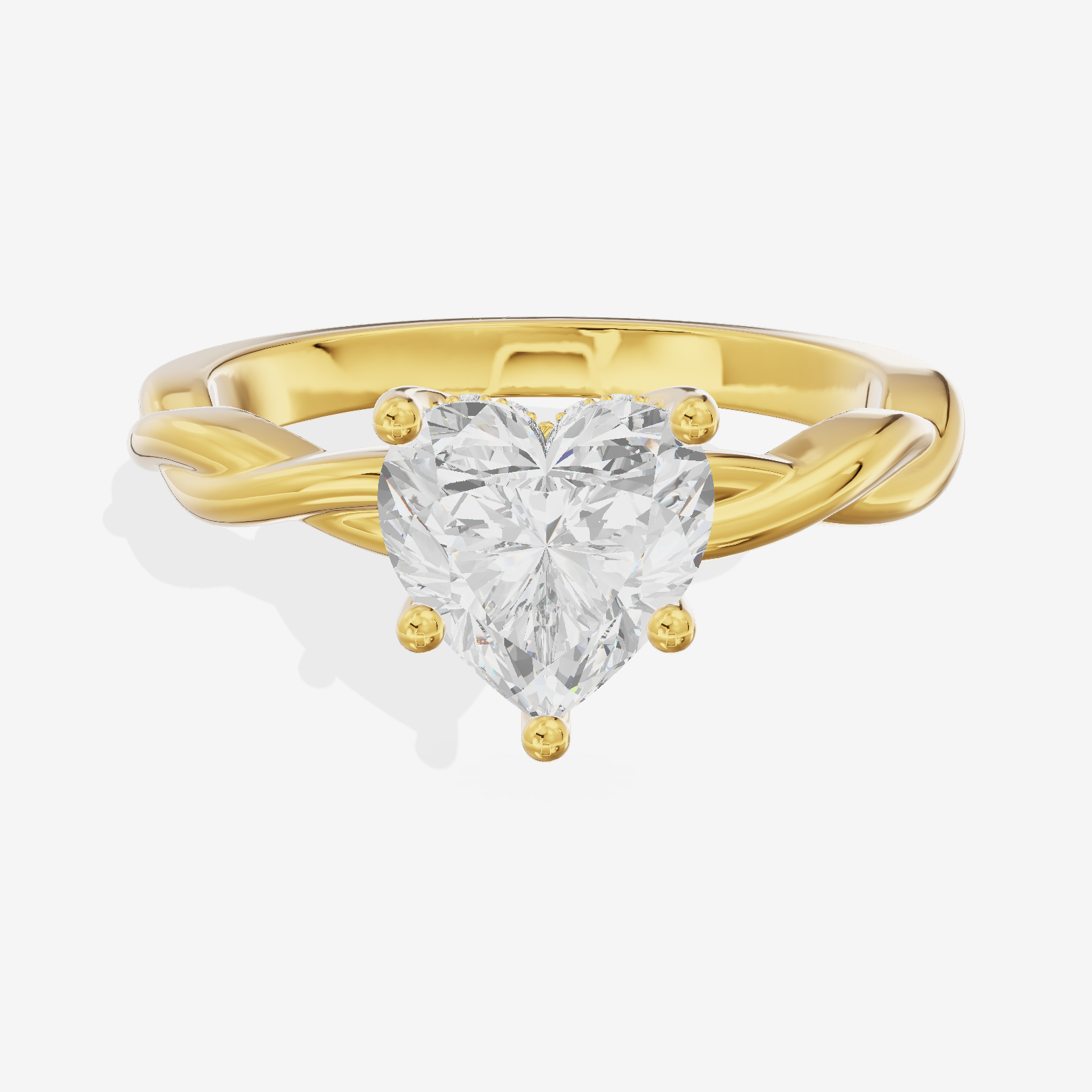 Twine Hidden Halo Heart Engagement Ring (1/20 ct. tw.) in 14K Yellow Gold