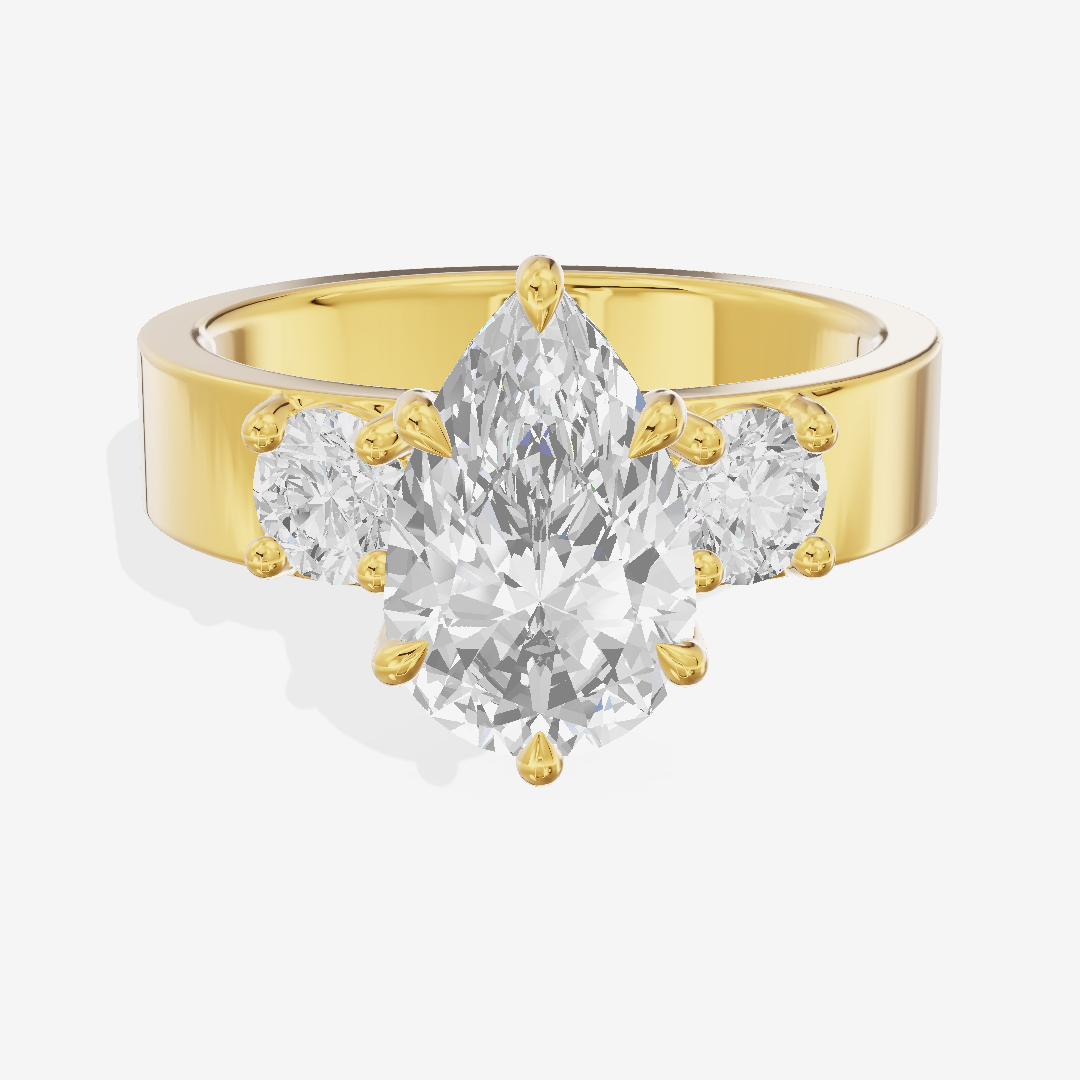 Royal Vowsae Three Stone Pear Engagement Ring (1/2 ct. tw.) in 18K Yellow Gold