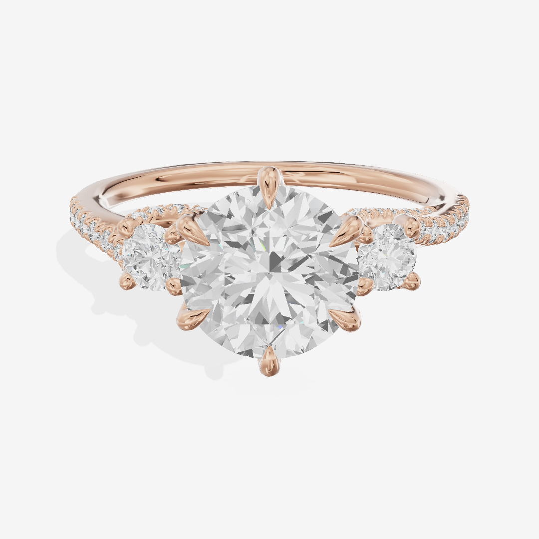 Luxe Triade Round Three Stone Engagement Ring (1/2 ct. tw.) in 14K Rose Gold