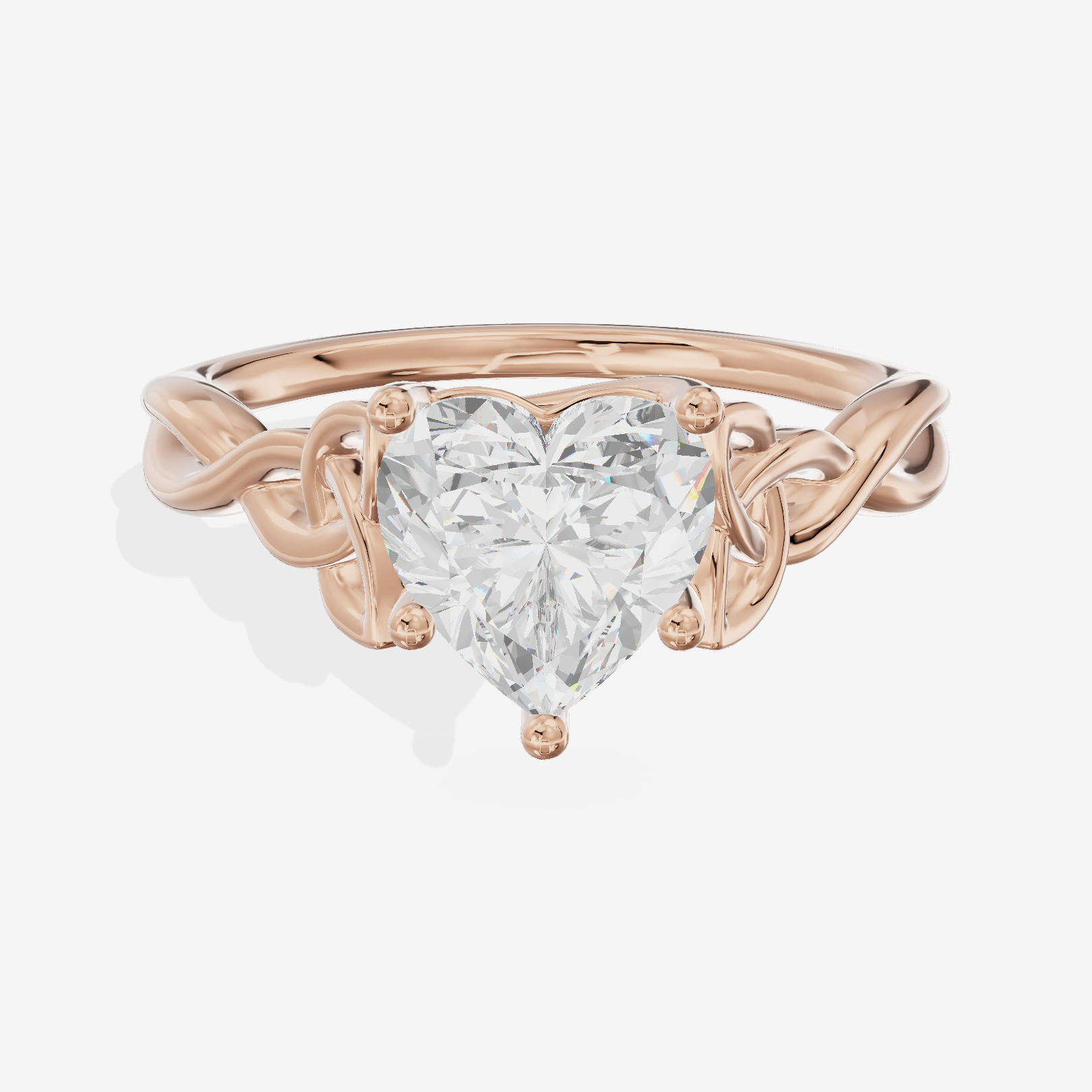 Modern Vowsae 2.5mm Heart Solitaire Engagement Ring in 18K Rose Gold