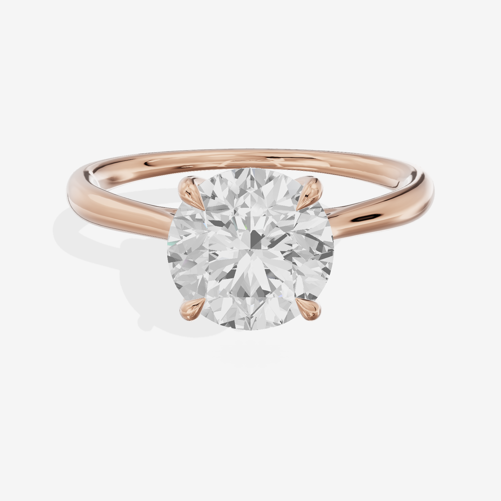 Mayrelle 2mm Round Solitaire Engagement Ring in 14K Rose Gold