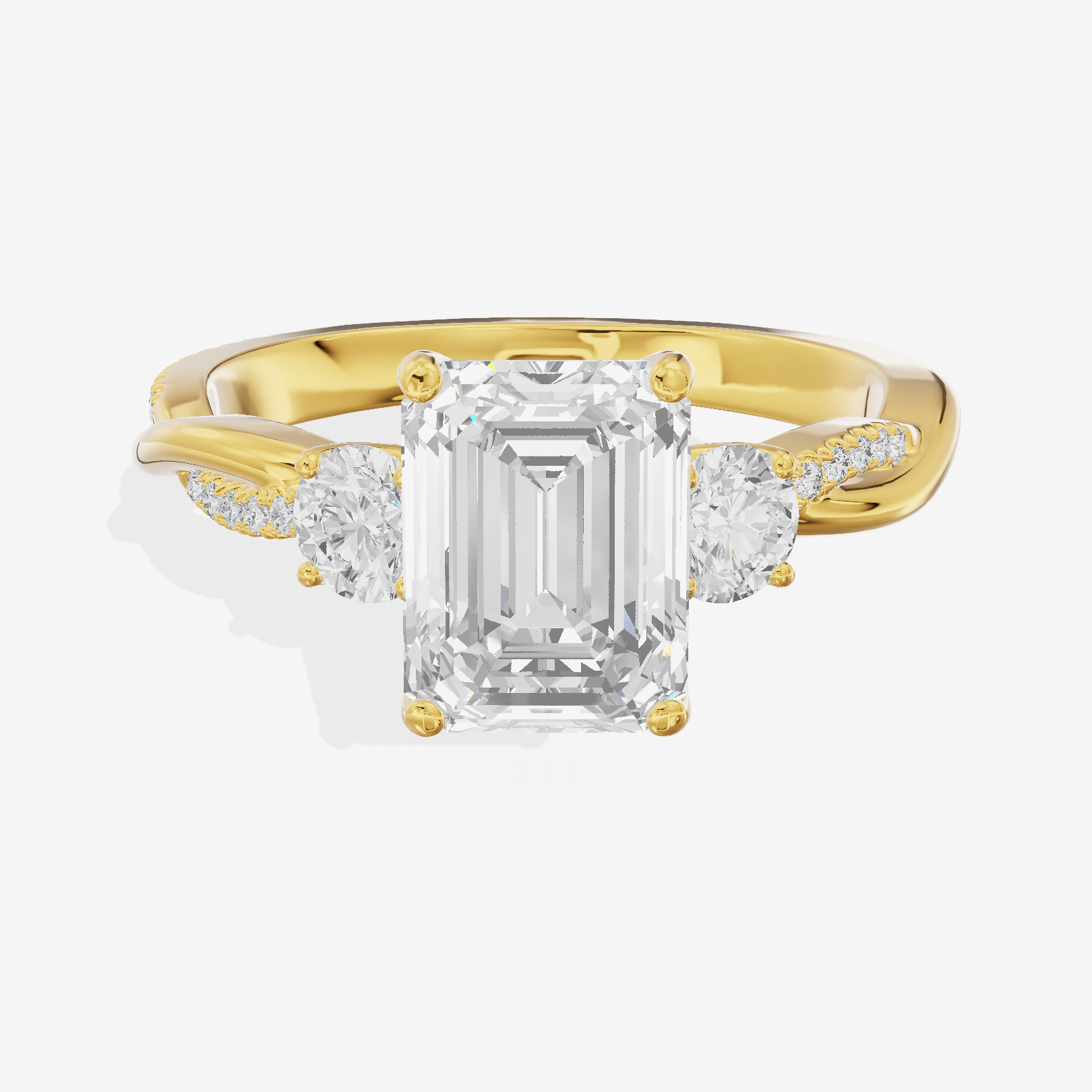 Luxe Selenia Three Stone Emerald Engagement Ring (1 ct. tw.) in 18K Yellow Gold