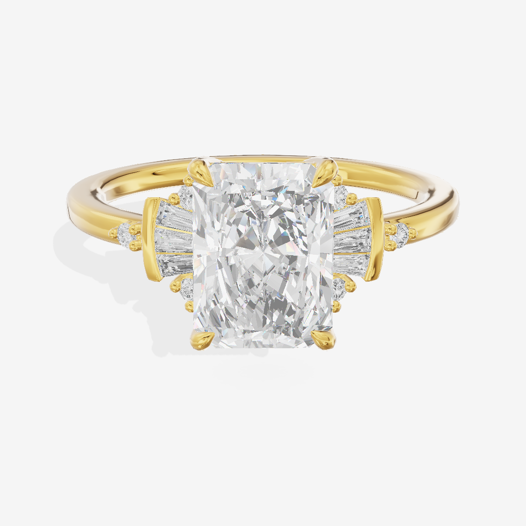 Lightwoven Pavé Radiant Engagement Ring with Side Stones (1/8 ct. tw.) in 14K Yellow Gold