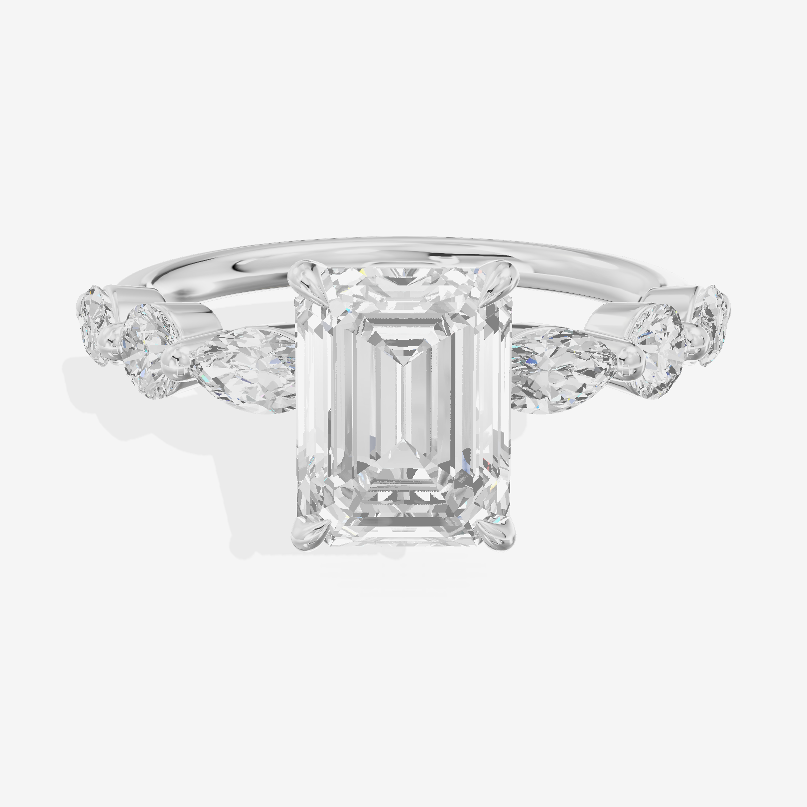Lumera Cathedral Emerald Engagement Ring with Side Stones (1/3 ct. tw.) in Platinum
