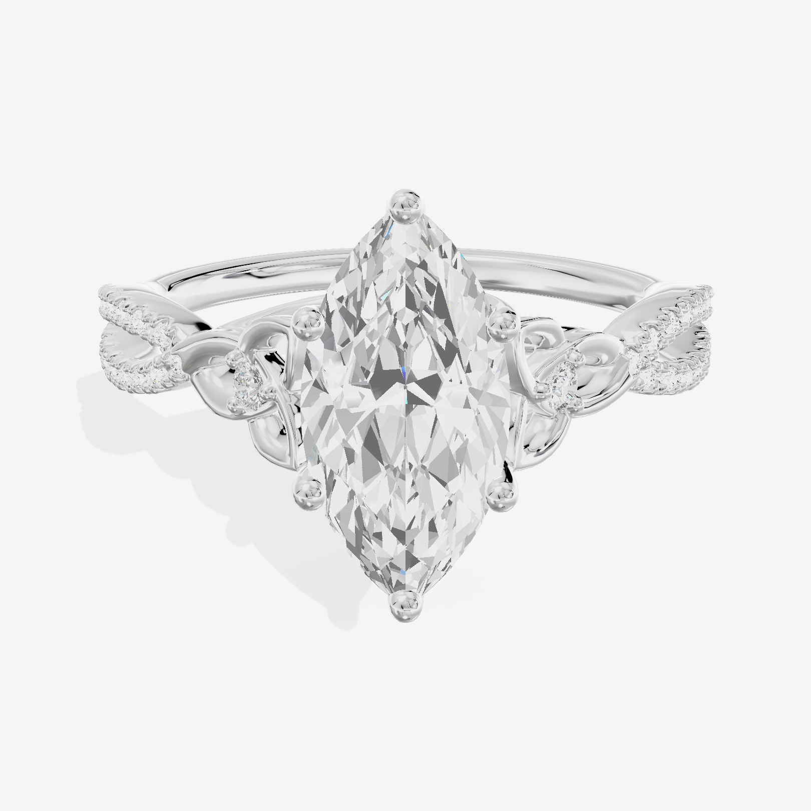 Luxe Vowsae Marquise Engagement Ring with Side Stones (2/5 ct. tw.) in 14K White Gold