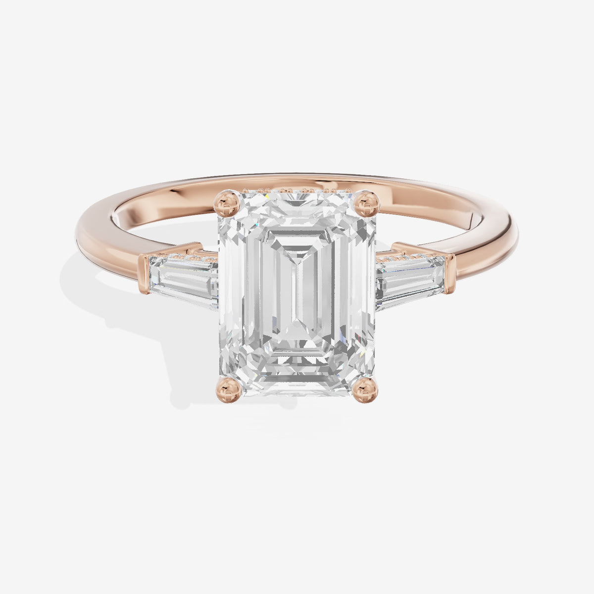Liviana Three Stone Emerald Engagement Ring (1/4 ct. tw.) in 14K Rose Gold