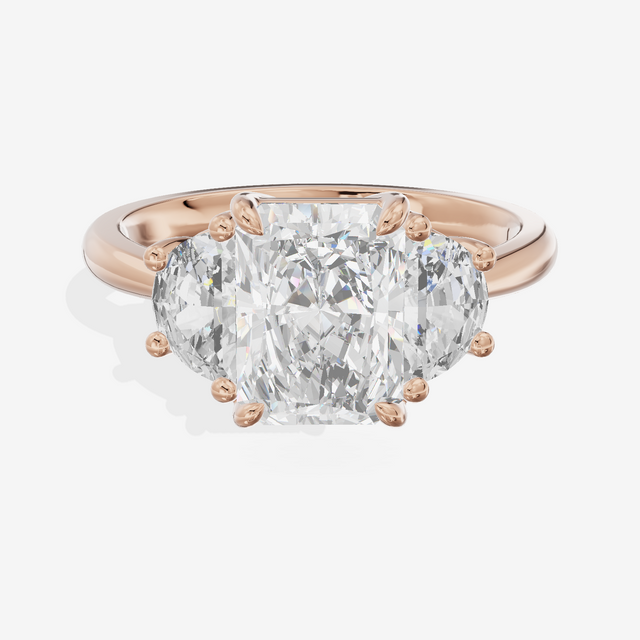 Vintage Sincere Three Stone Radiant Engagement Ring (1/2 ct. tw.) in 18K Rose Gold