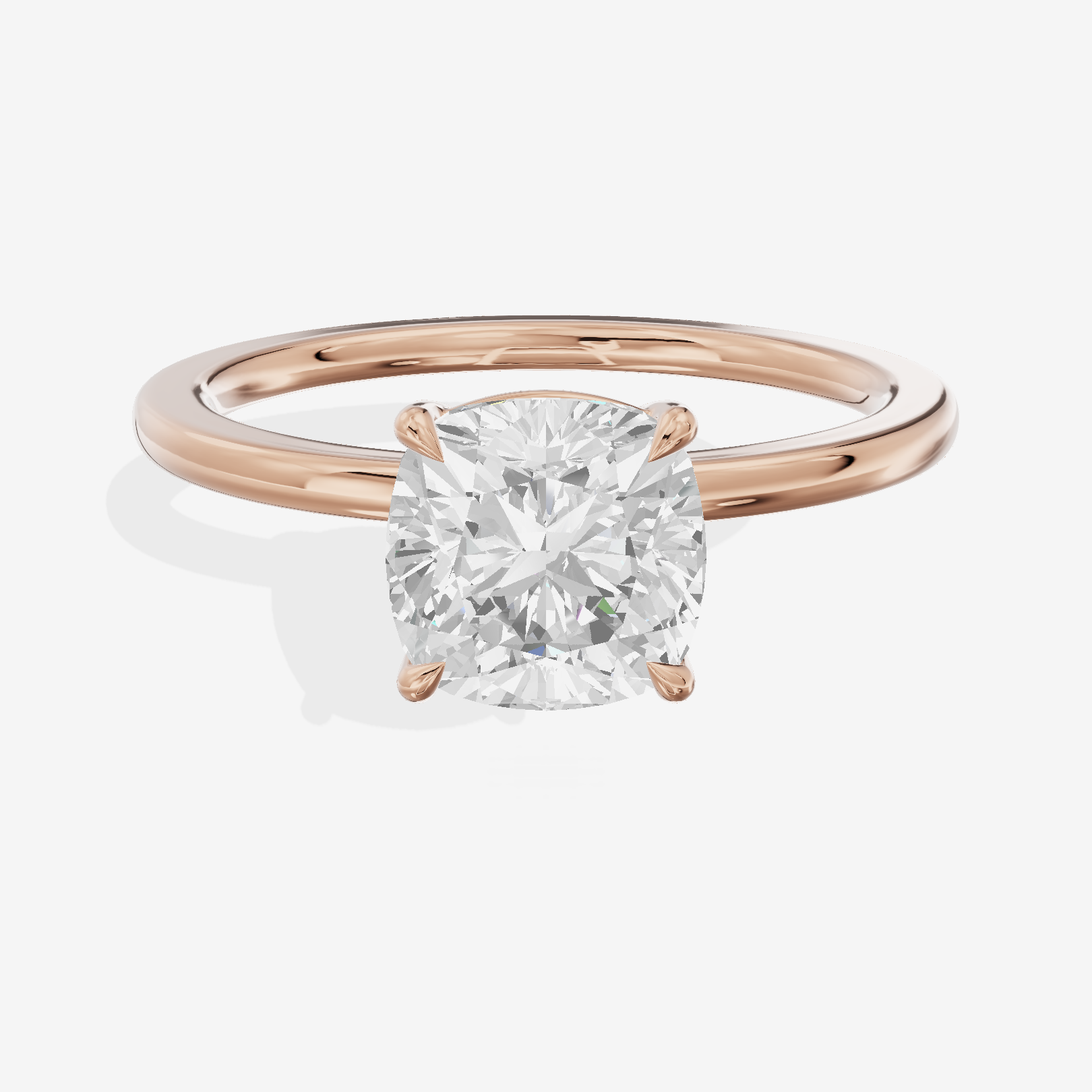 Charmae Ring 1.4mm Cushion Solitaire Engagement Ring in 14K Rose Gold
