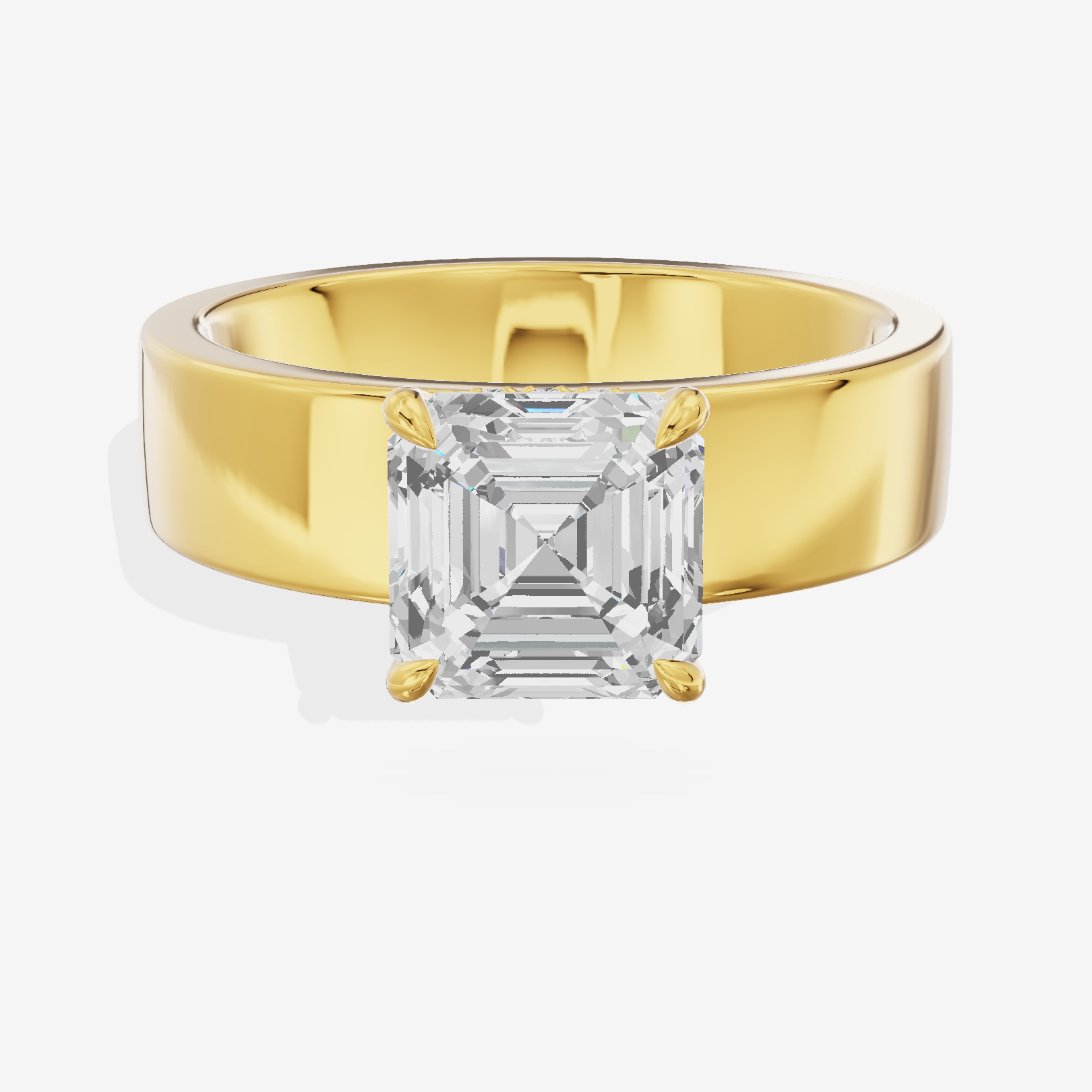 Trellise Asscher Engagement Ring with Side Stones (1/20 ct. tw.) in 18K Yellow Gold